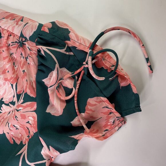 J Crew Mercantile Dress Womens Sz 4 Floral Green Tie Sleeve Garden Party Spring - Picture 16 of 16